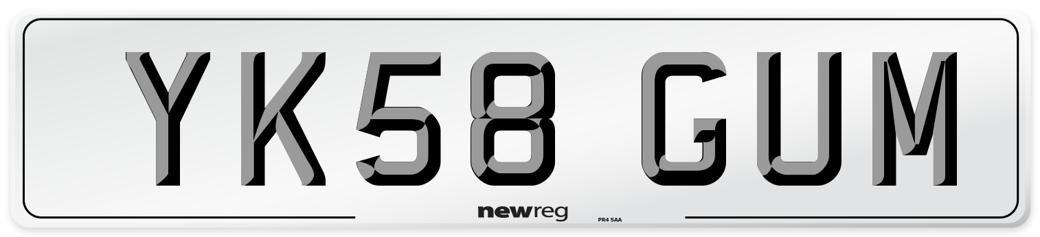 YK58 GUM Number Plate from New Reg